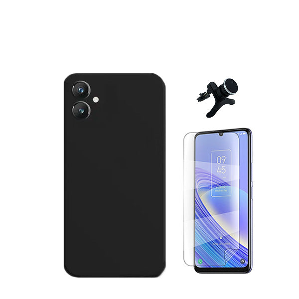 Kit Película Protectora de Hydrogel Frente + Capa Proteção Traseira Silicone + Suporte Magnético Com Pernas Phonecare para Samsung Galaxy A05 - Preto