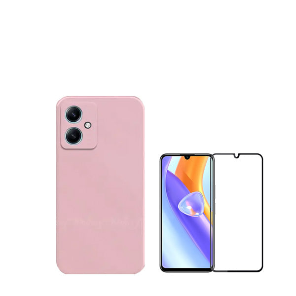 Kit Película de Vidro Temperado GorilasGlass + Capa Proteção Traseira Silicone GIFT4ME para Xiaomi Redmi 13C 5G - Rosa