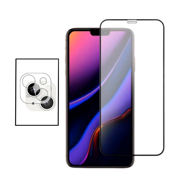 Kit Película Protectora para Câmara Traseira + Película de Vidro Temperado GorilasGlass para Apple iPhone 14 - Transparente/Preto