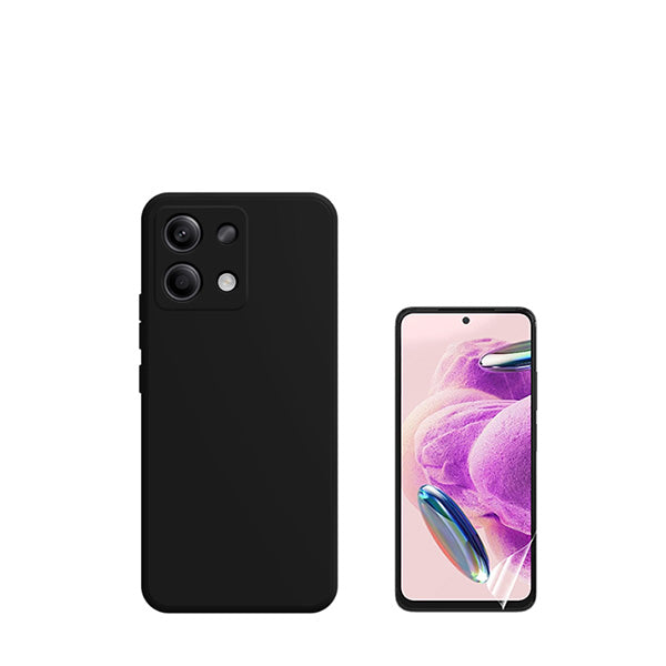 Kit Película Protectora de Hydrogel Frente + Capa Proteção Traseira Silicone GIFT4ME para Xiaomi Redmi Note 13 4G - Preto