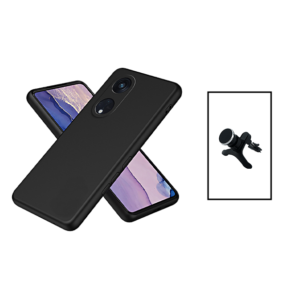 Kit Suporte Magnético Com Pernas + Capa Proteção Traseira Silicone para Oppo Reno 8T 4G - Preto