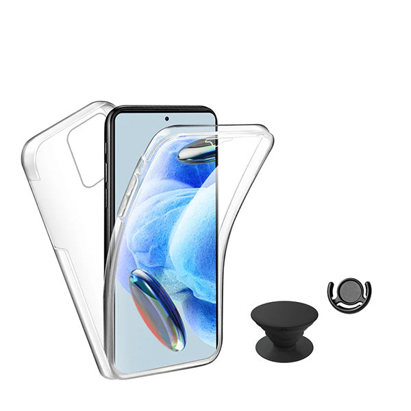 Kit Capa 360° Proteção Frente e Verso + 1 HandHolder + 1 Suporte HandHolder Preto GIFT4ME para Xiaomi Redmi 13C - Transparente/Preto