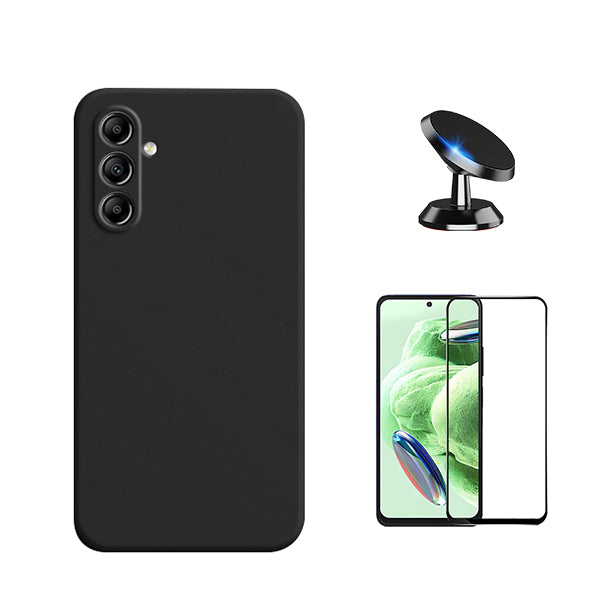 Kit Película de Vidro Temperado GorilasGlass + Capa Proteção Traseira Silicone + Suporte Magnético GIFT4ME para Samsung Galaxy S23 FE - Preto