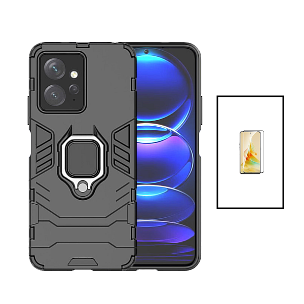 Kit Película de Vidro Temperado GorilasGlass + Capa de Proteção Militar Magnética para Xiaomi Redmi Note 12 4G - Preto
