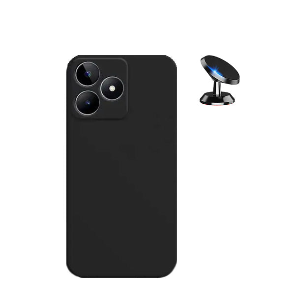 Kit Suporte Magnético + Capa Proteção Traseira Silicone GIFT4ME para Realme C53 - Preto