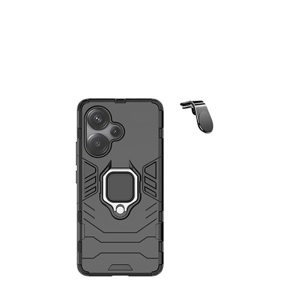 Kit Suporte de Carro Magnético L + Capa de Proteção Militar Magnética GIFT4ME para Xiaomi Redmi Note 13 Pro + Plus - Preto