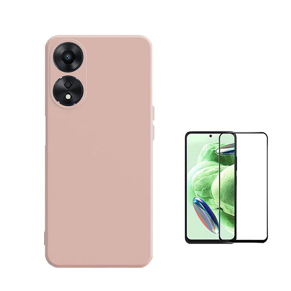 Kit Película de Vidro Temperado GorilasGlass + Capa Proteção Traseira Silicone Phonecare para Oppo A1 5G - Rosa