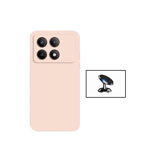 Kit Suporte Magnético + Capa Proteção Traseira Silicone GIFT4ME para Xiaomi Poco X6 Pro 5G - Rosa