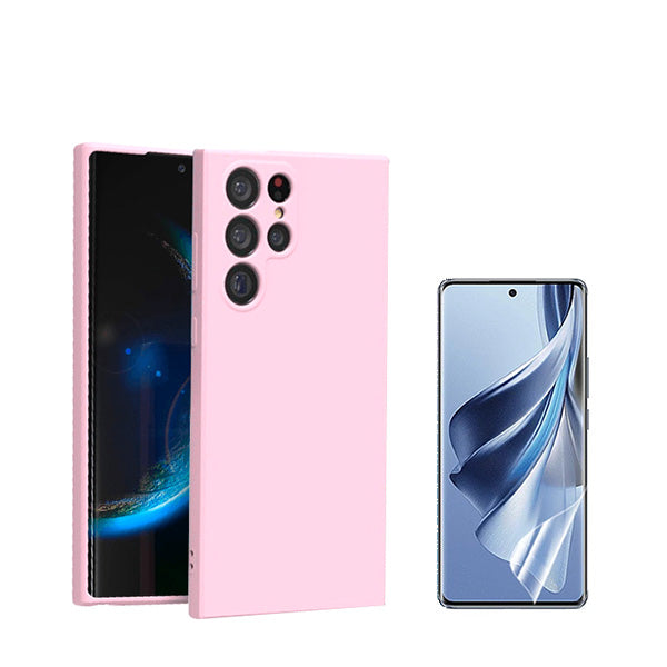 Kit Película Protectora de Hydrogel Frente + Capa Proteção Traseira Silicone Phonecare para Samsung Galaxy S24 Ultra 5G - Rosa