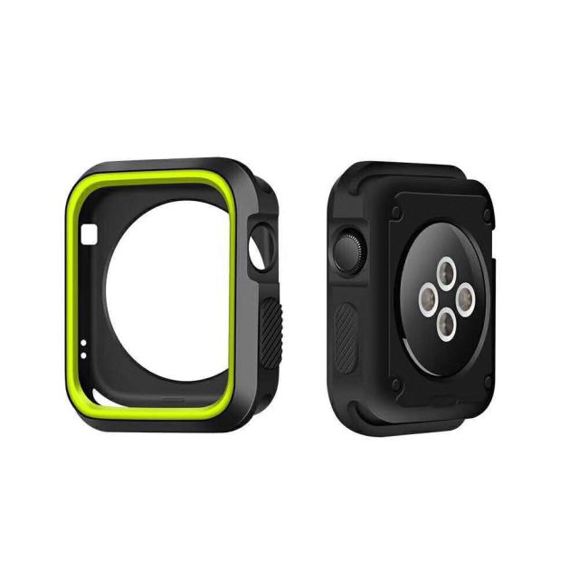 Capa de Proteção Reforçada para Apple Watch SE (2022) 40mm - Preto / Verde Fluorescente
