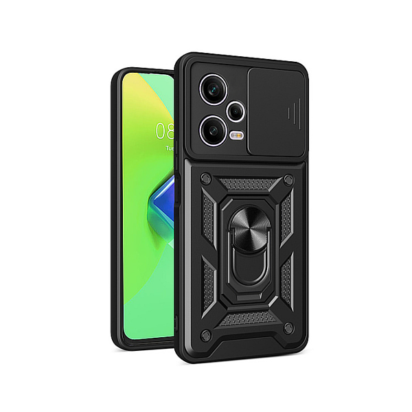 Capa de Proteção Militar Magnética Janela Deslizante para Xiaomi Redmi Note 12 Pro - Preto