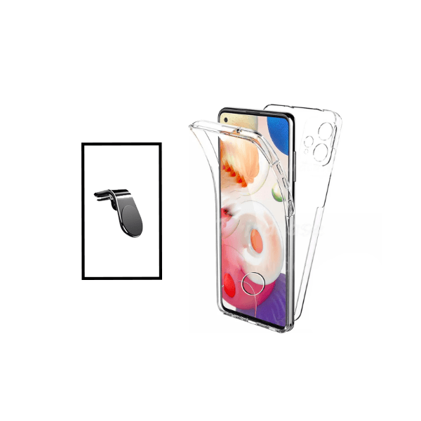Kit Capa 360° Proteção Frente e Verso + Suporte Magnético L para Realme 9i - Transparente/Branco