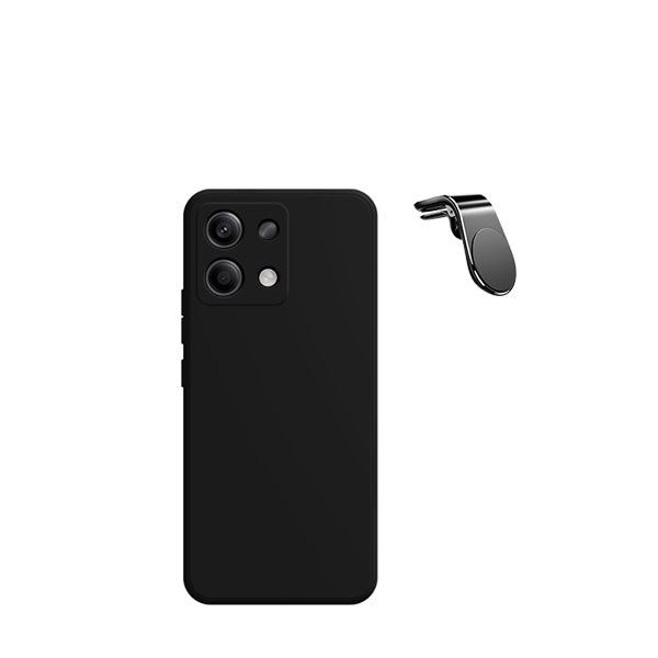 Kit Suporte de Carro Magnético L + Capa Proteção Traseira Silicone GIFT4ME para Xiaomi Redmi Note 13 4G - Preto