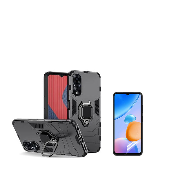 Kit Película Protectora de Hydrogel Frente + Capa de Proteção Militar Magnética GIFT4ME para Oppo A38 4G - Preto