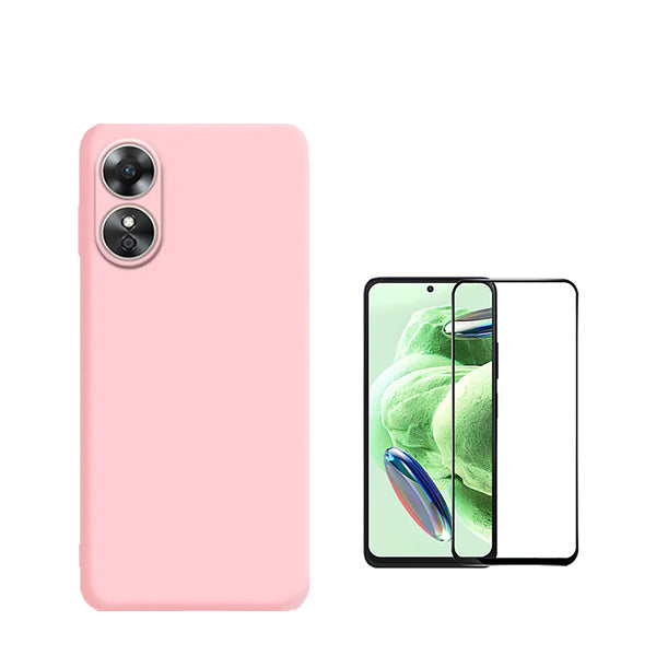 Kit Película de Vidro Temperado GorilasGlass + Capa Proteção Traseira Silicone Phonecare para Oppo A58 4G - Rosa