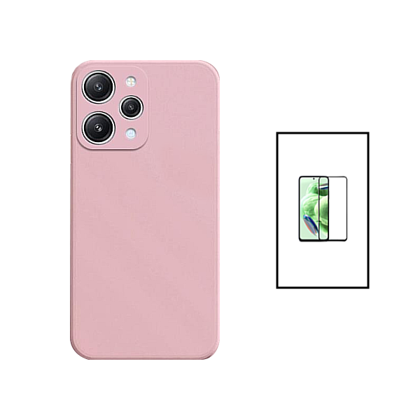 Kit Película de Vidro Temperado GorilasGlass + Capa Proteção Traseira Silicone para Xiaomi Redmi Note 12R - Rosa