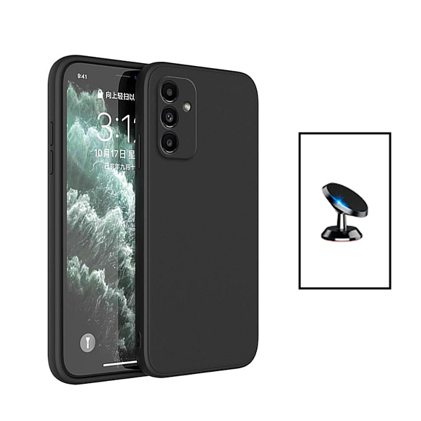 Kit Suporte Magnético + Capa Proteção Traseira Silicone para Samsung Galaxy A24 4G - Preto