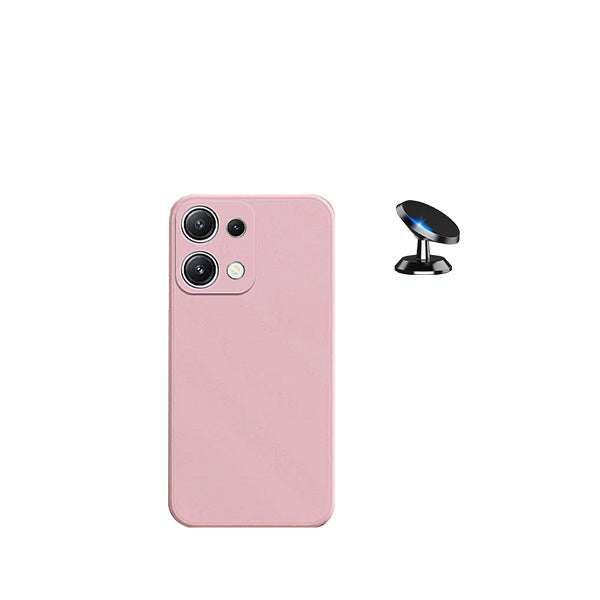 Kit Suporte Magnético + Capa Proteção Traseira Silicone GIFT4ME para Xiaomi Redmi Note 13 4G - Rosa