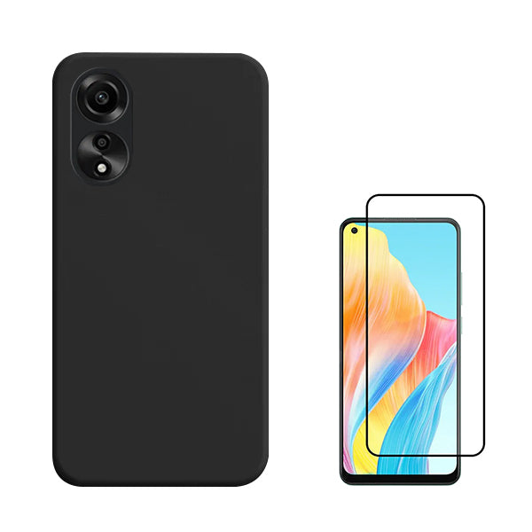 Kit Película de Vidro Temperado GorilasGlass + Capa Proteção Traseira Silicone GIFT4ME para Oppo A78 4G - Preto