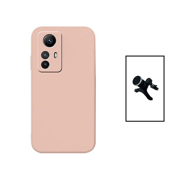 Kit Suporte Magnético Com Pernas + Capa Proteção Traseira Silicone para Xiaomi Redmi Note 12S - Rosa