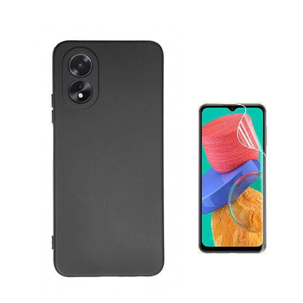 Kit Película Protectora de Hydrogel Frente + Capa Proteção Traseira Silicone Phonecare para Oppo A38 4G - Preto