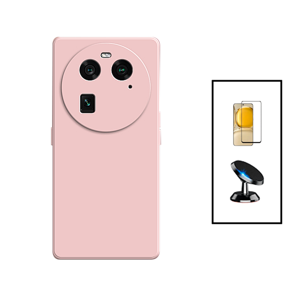 Kit Película de Vidro Temperado GorilasGlass Curvado + Capa Proteção Traseira Silicone + Suporte Magnético para Oppo Find X6 - Preto