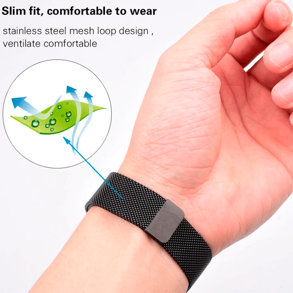 Bracelete Milanese Com Fecho Magnético GIFT4ME Para Amazfit Balance 2 - Preto