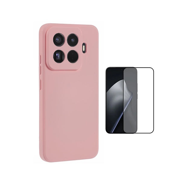 Kit Película de Vidro Temperado Gorilasglass + Capa Proteção Silicone GIFT4ME Para Xiaomi 15T Pro 5G - Rosa
