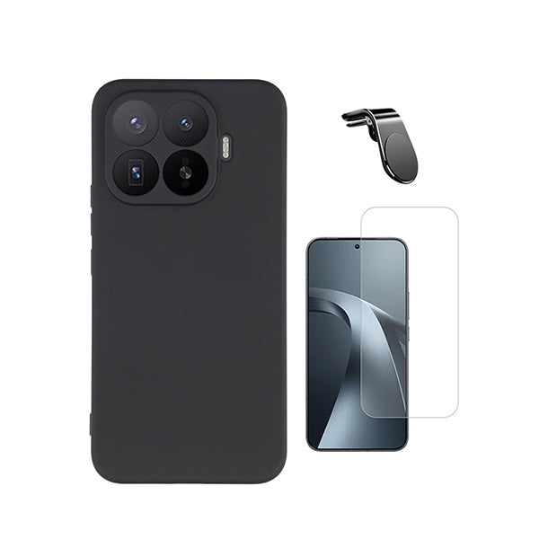 Kit Vidro Temperado Cleargorilasglass + Capa Proteção Silicone + Suporte Magnético L GIFT4ME Para Xiaomi 17T 5G - Preto