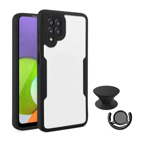 Kit Capa 360° Proteção Frente e Verso + 1 Handholder + 1 Suporte Handholder Preto Gift4Me Para Samsung Galaxy M53 - Preto
