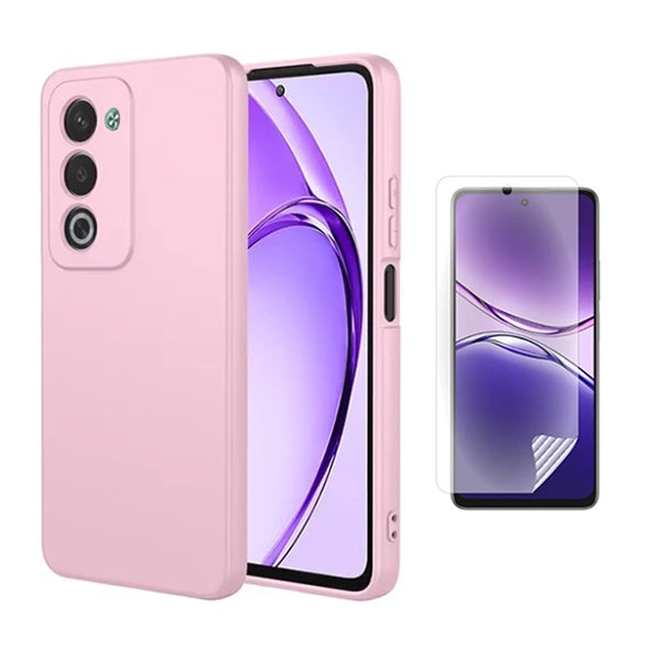 Kit Película Protectora de Hydrogel Frente + Capa Proteção Silicone GIFT4ME Para Oppo A5 4G - Rosa