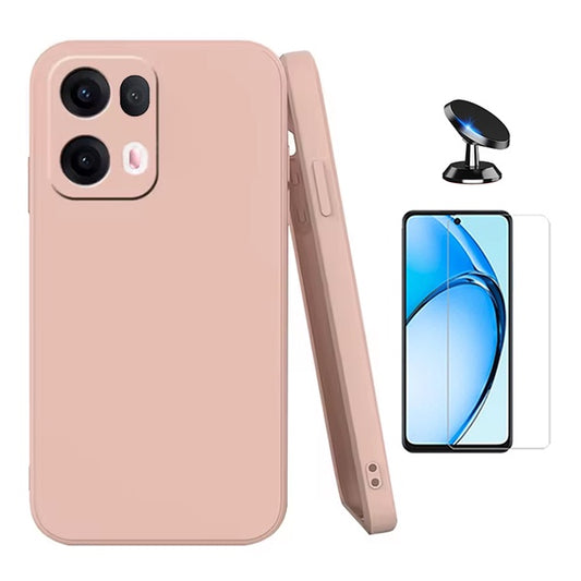 Kit Vidro Temperado Cleargorilasglass + Capa Proteção Silicone + Suporte de Carro GIFT4ME Para Oppo Reno13 Pro - Rosa