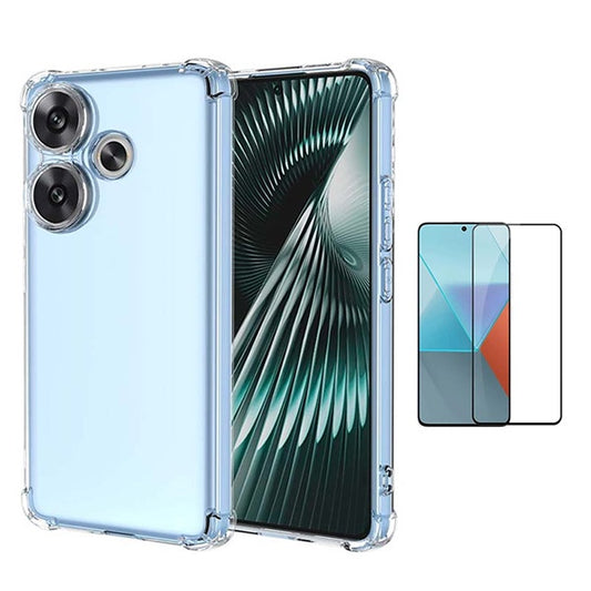 Kit Capa Traseira Super Proteção Transparente + Película de Vidro Temperado Gorilasglass GIFT4ME Compativel Com Xiaomi Poco F6 - Transparente