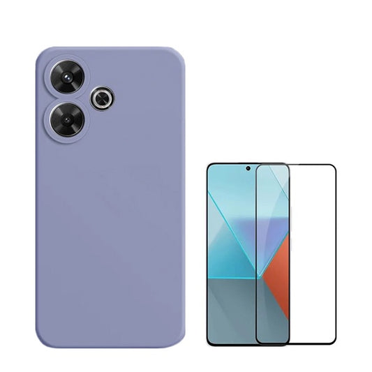 Kit Película de Vidro Temperado Gorilasglass + Capa Proteção Traseira Silicone GIFT4ME Compativel Com Xiaomi Redmi 13 - Roxo