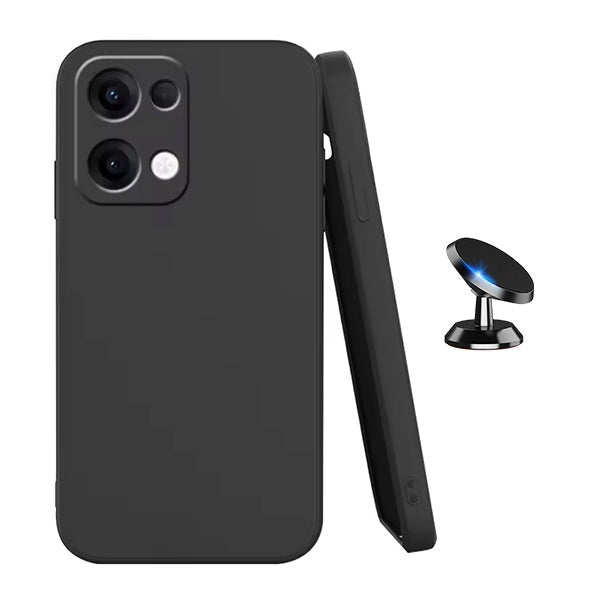 Kit Suporte Magnético + Capa Proteção Silicone GIFT4ME Para Oppo Reno13 - Preto