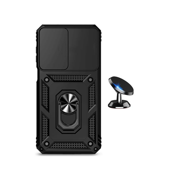 Kit Suporte Magnético + Capa de Proteção Militar Magnética Janela Deslizante GIFT4ME Para Samsung Galaxy A27 - Preto