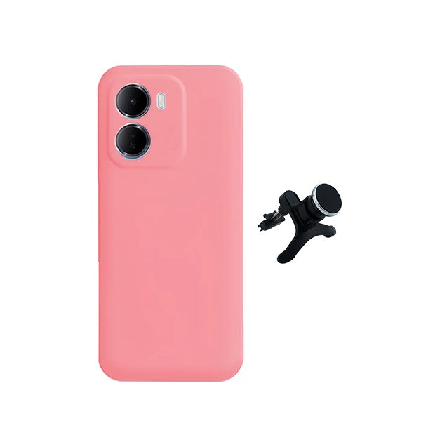 Kit Suporte Magnético Com Pernas + Capa Proteção Silicone GIFT4ME Para Xiaomi Redmi 15a - Rosa