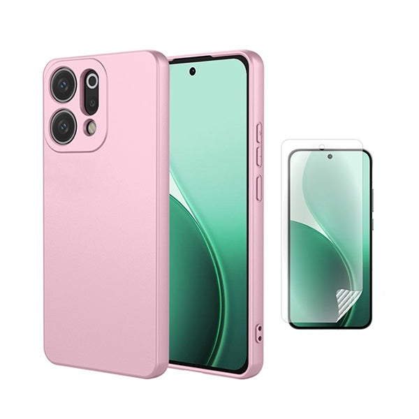 Kit Película Protectora de Hydrogel Frente + Capa Proteção Silicone GIFT4ME Para Oppo Reno14 - Rosa