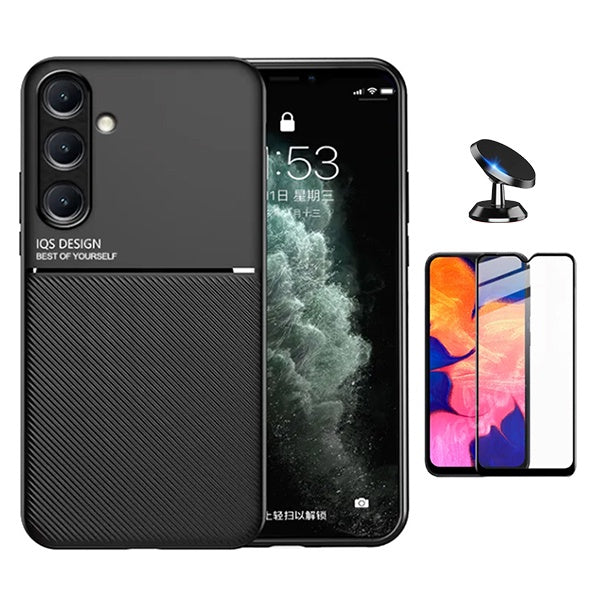 Kit Capa Traseira Magnética Anti Choque + Película de Vidro Temperado Gorilasglass + GIFT4ME Para Samsung Galaxy A24 4G - Preto