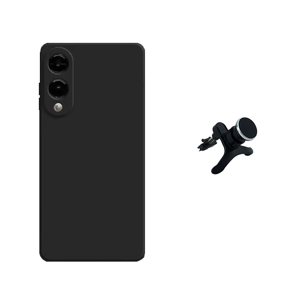 Kit Suporte Magnético Com Pernas + Capa Proteção Silicone Gift4Me Para Samsung Galaxy S25 Edge - Preto