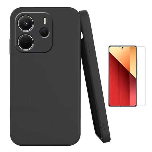 Kit Vidro Temperado Cleargorilasglass + Capa Proteção Silicone GIFT4ME Para Xiaomi Redmi Note 14 5G - Preto