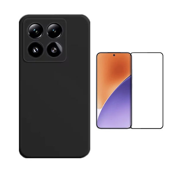 Kit Película de Vidro Temperado Gorilasglass Curvado + Capa Proteção Silicone Gift4Me Para Xiaomi 15 Pro - Preto