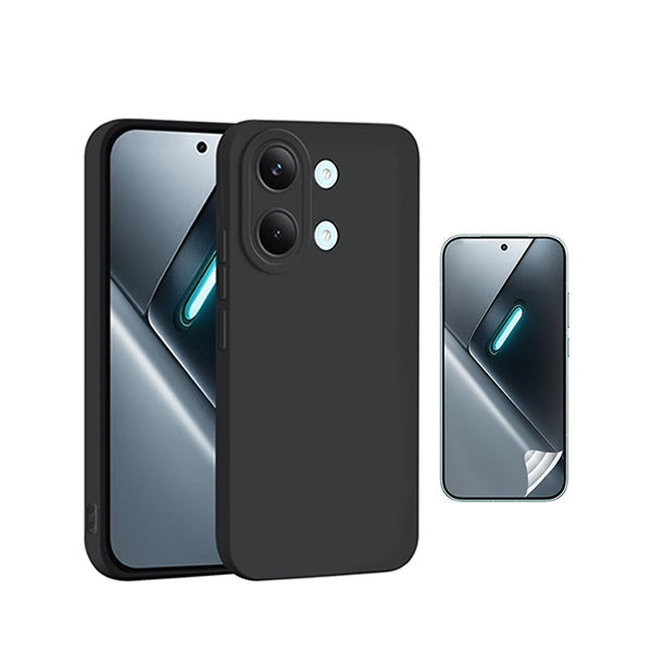 Kit Película Protectora de Hydrogel Frente + Capa Proteção Silicone GIFT4ME Para Xiaomi Poco X8 Pro Max 5G - Preto