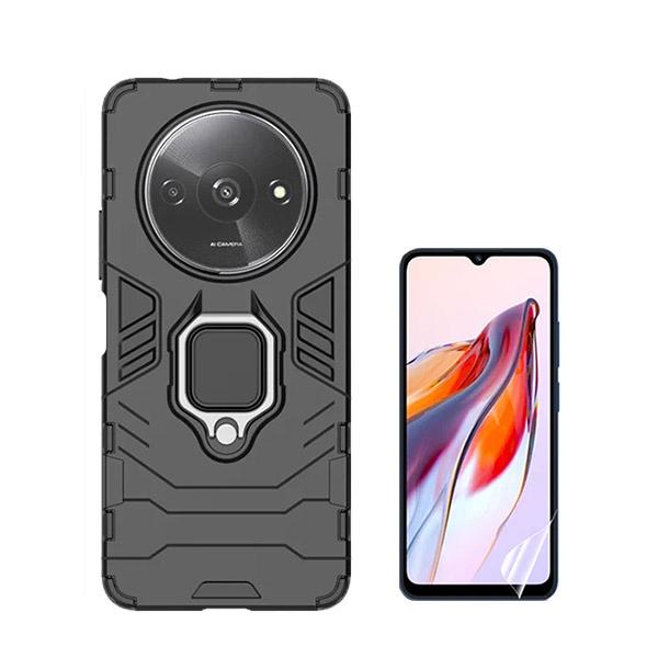 Kit Película ProtectOra de Hydrogel Frente + Capa de Proteção Militar Magnética GIFT4ME para Xiaomi Redmi A3 - Preto