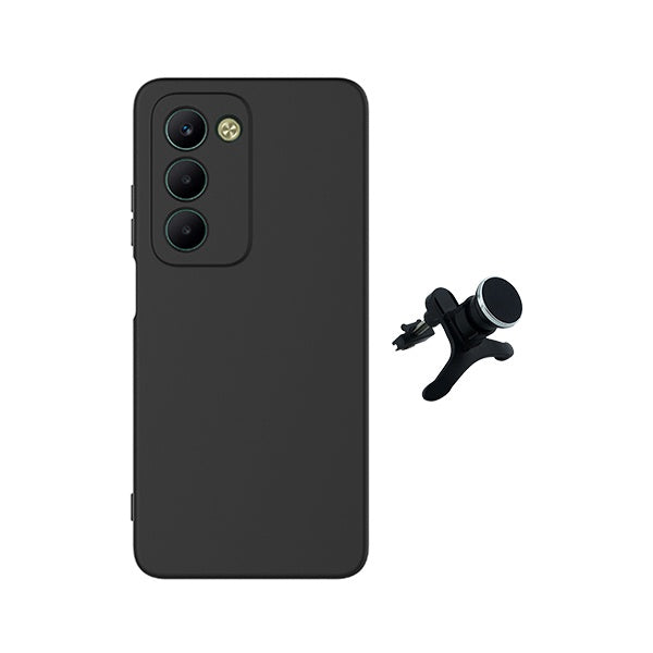 Kit Suporte Magnético Com Pernas + Capa Proteção Silicone GIFT4ME Para Xiaomi Redmi 15 4G - Preto