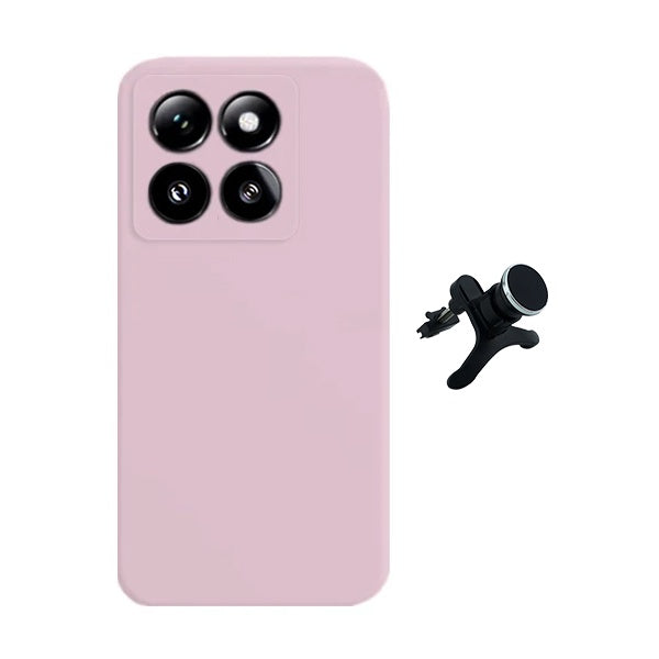 Kit Suporte Magnético Com Pernas + Capa Proteção Silicone Gift4Me Para Xiaomi 15 - Rosa