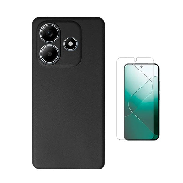 Kit Película Protectora de Hydrogel Frente + Capa Proteção Silicone Gift4Me Para Xiaomi Redmi Note 14 - Preto