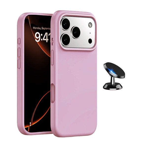 Kit Suporte Magnético + Capa Proteção Silicone GIFT4ME Para Apple iPhone 17 Pro Max - Rosa