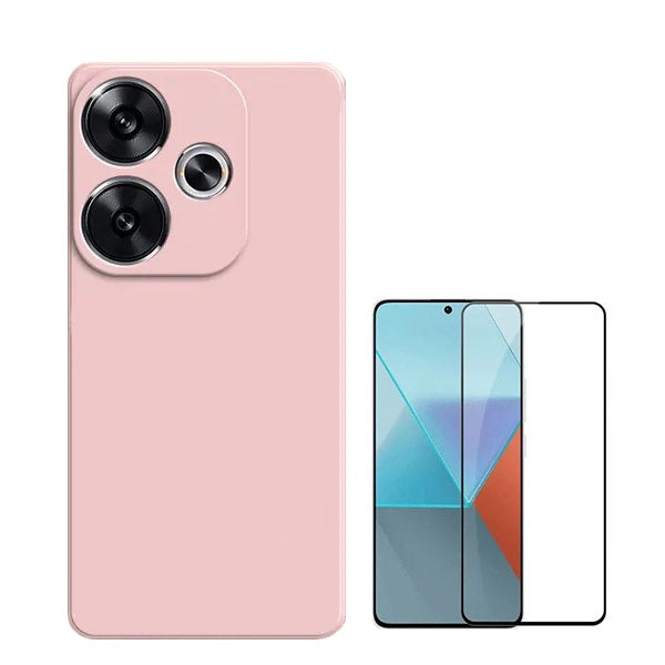 Kit Película de Vidro Temperado Gorilasglass + Capa Proteção Traseira Silicone GIFT4ME Compativel Com Xiaomi Poco F6 - Rosa