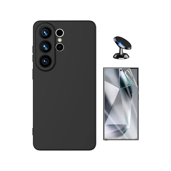 Kit Película Protectora de Hydrogel Frente + Capa Proteção Silicone + Suporte Magnético GIFT4ME Para Samsung Galaxy S26 Ultra - Preto